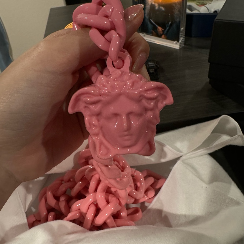 Versace pink medusa head belt